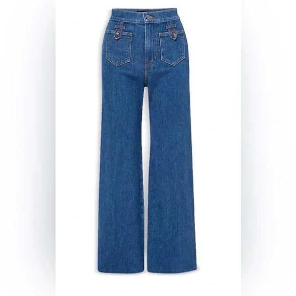 Veronica Beard Grant Patch Pocket High Rise Ankle Wide Leg Jeans - Size 31 - Picture 3 of 12